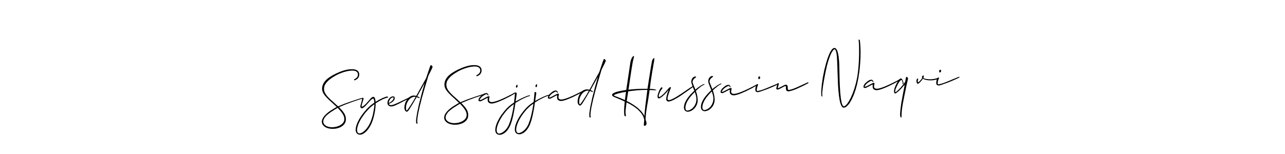 You should practise on your own different ways (Allison_Script) to write your name (Syed Sajjad Hussain Naqvi) in signature. don't let someone else do it for you. Syed Sajjad Hussain Naqvi signature style 2 images and pictures png