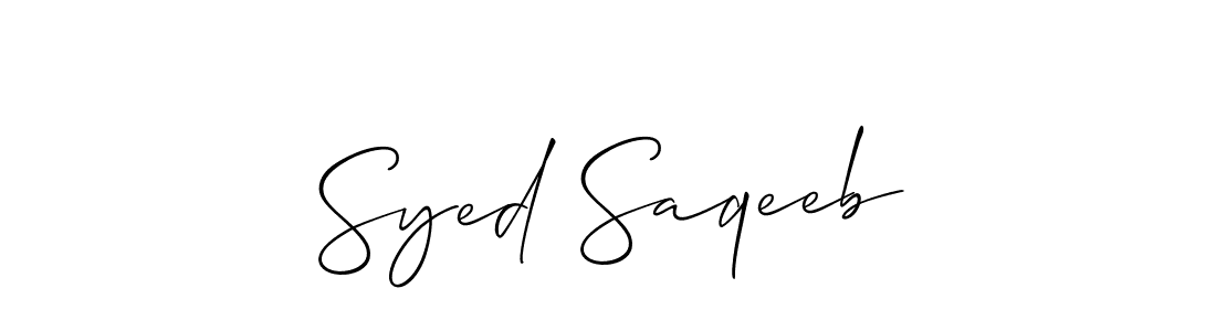This is the best signature style for the Syed Saqeeb name. Also you like these signature font (Allison_Script). Mix name signature. Syed Saqeeb signature style 2 images and pictures png