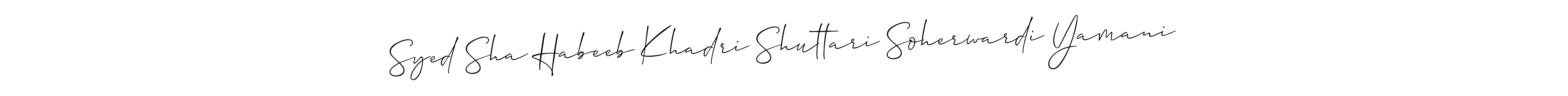 Use a signature maker to create a handwritten signature online. With this signature software, you can design (Allison_Script) your own signature for name Syed Sha Habeeb Khadri Shuttari Soherwardi Yamani. Syed Sha Habeeb Khadri Shuttari Soherwardi Yamani signature style 2 images and pictures png