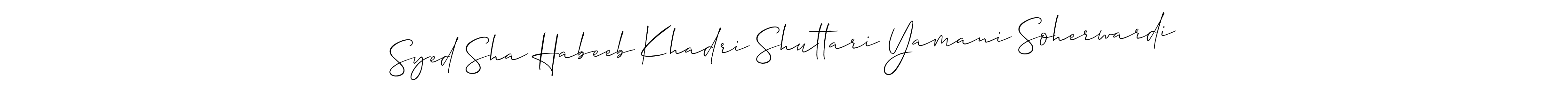 You should practise on your own different ways (Allison_Script) to write your name (Syed Sha Habeeb Khadri Shuttari Yamani Soherwardi) in signature. don't let someone else do it for you. Syed Sha Habeeb Khadri Shuttari Yamani Soherwardi signature style 2 images and pictures png