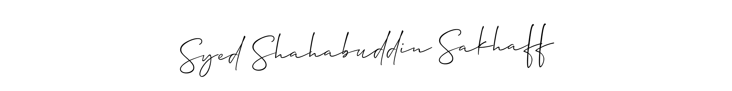 The best way (Allison_Script) to make a short signature is to pick only two or three words in your name. The name Syed Shahabuddin Sakhaff include a total of six letters. For converting this name. Syed Shahabuddin Sakhaff signature style 2 images and pictures png