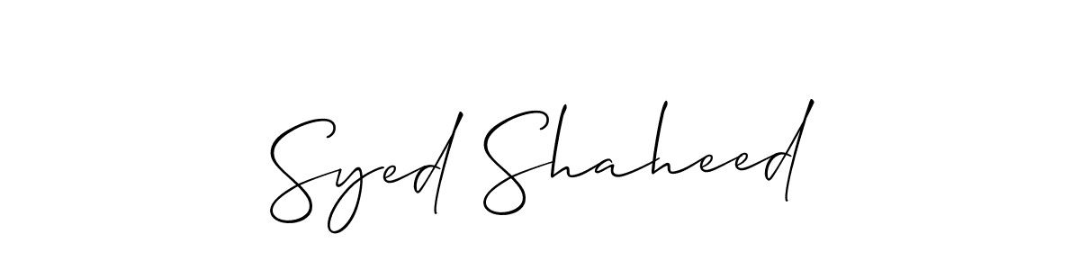 Allison_Script is a professional signature style that is perfect for those who want to add a touch of class to their signature. It is also a great choice for those who want to make their signature more unique. Get Syed Shaheed name to fancy signature for free. Syed Shaheed signature style 2 images and pictures png