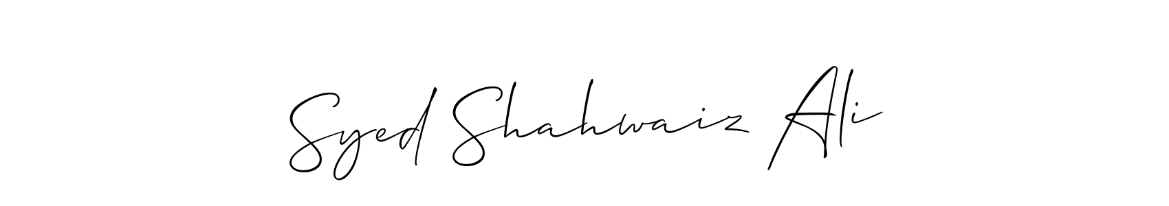 How to make Syed Shahwaiz Ali name signature. Use Allison_Script style for creating short signs online. This is the latest handwritten sign. Syed Shahwaiz Ali signature style 2 images and pictures png
