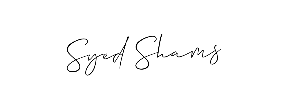 The best way (Allison_Script) to make a short signature is to pick only two or three words in your name. The name Syed Shams include a total of six letters. For converting this name. Syed Shams signature style 2 images and pictures png