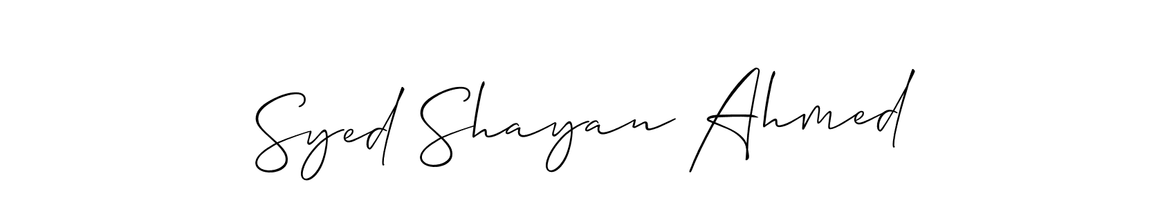 Use a signature maker to create a handwritten signature online. With this signature software, you can design (Allison_Script) your own signature for name Syed Shayan Ahmed. Syed Shayan Ahmed signature style 2 images and pictures png