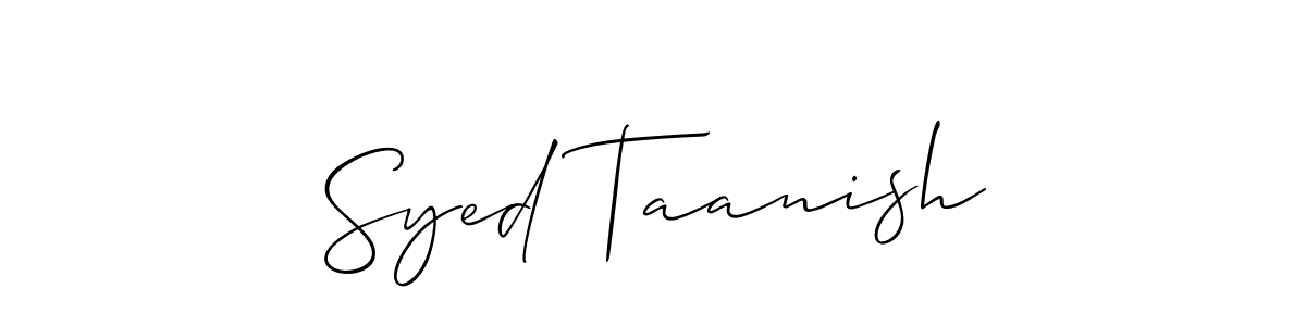 The best way (Allison_Script) to make a short signature is to pick only two or three words in your name. The name Syed Taanish include a total of six letters. For converting this name. Syed Taanish signature style 2 images and pictures png