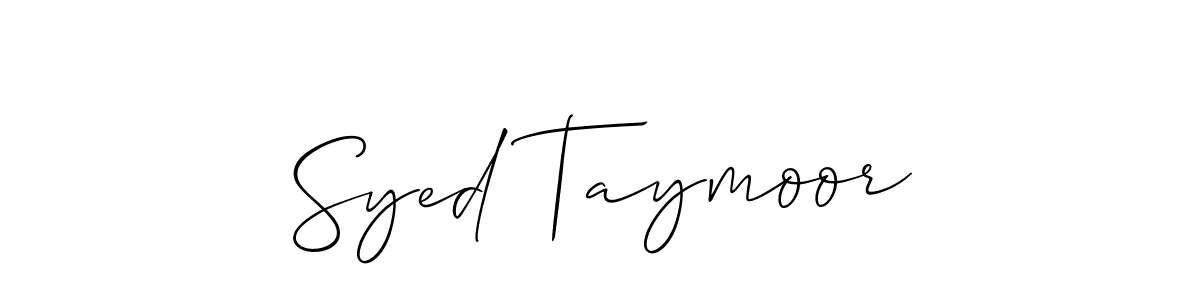 Make a beautiful signature design for name Syed Taymoor. With this signature (Allison_Script) style, you can create a handwritten signature for free. Syed Taymoor signature style 2 images and pictures png