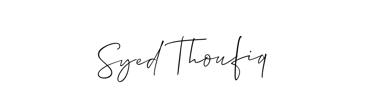 You should practise on your own different ways (Allison_Script) to write your name (Syed Thoufiq) in signature. don't let someone else do it for you. Syed Thoufiq signature style 2 images and pictures png