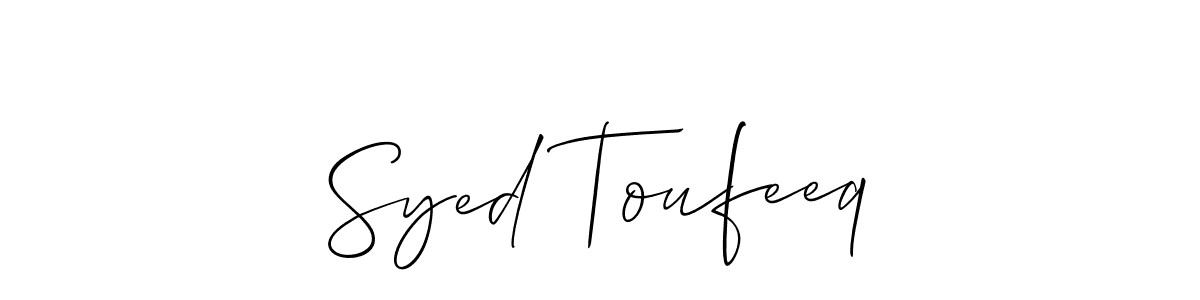 Make a beautiful signature design for name Syed Toufeeq. With this signature (Allison_Script) style, you can create a handwritten signature for free. Syed Toufeeq signature style 2 images and pictures png