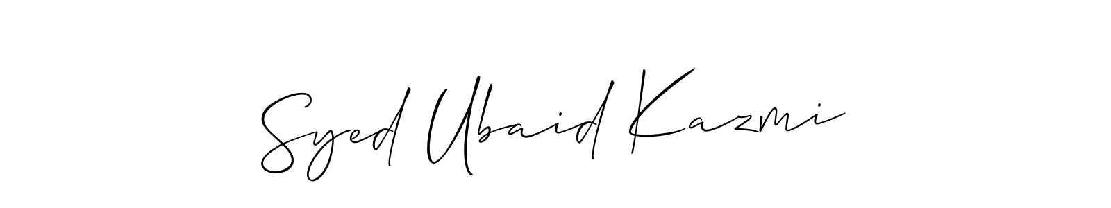 Allison_Script is a professional signature style that is perfect for those who want to add a touch of class to their signature. It is also a great choice for those who want to make their signature more unique. Get Syed Ubaid Kazmi name to fancy signature for free. Syed Ubaid Kazmi signature style 2 images and pictures png