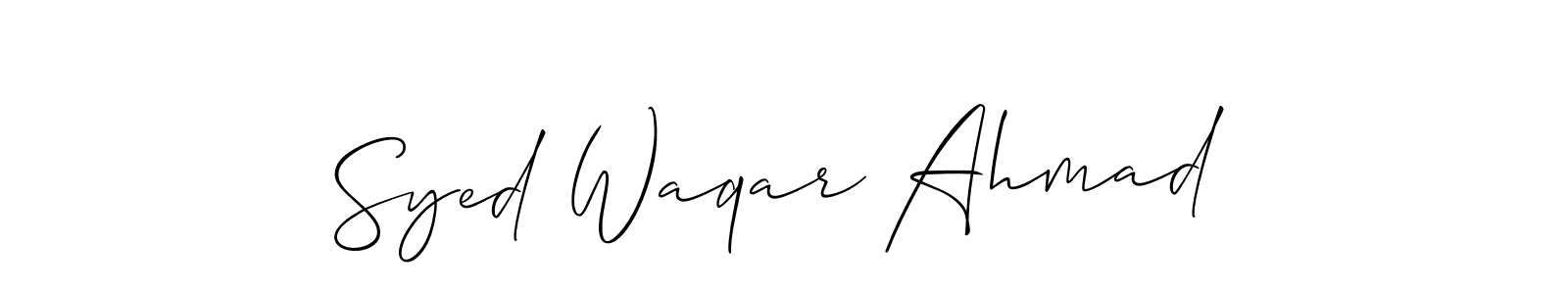 Create a beautiful signature design for name Syed Waqar Ahmad. With this signature (Allison_Script) fonts, you can make a handwritten signature for free. Syed Waqar Ahmad signature style 2 images and pictures png