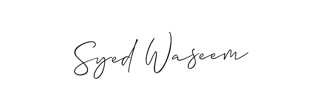 Make a short Syed Waseem signature style. Manage your documents anywhere anytime using Allison_Script. Create and add eSignatures, submit forms, share and send files easily. Syed Waseem signature style 2 images and pictures png