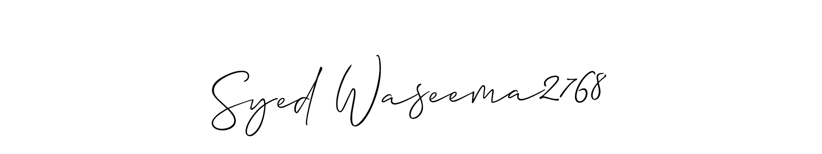 The best way (Allison_Script) to make a short signature is to pick only two or three words in your name. The name Syed Waseema2768 include a total of six letters. For converting this name. Syed Waseema2768 signature style 2 images and pictures png