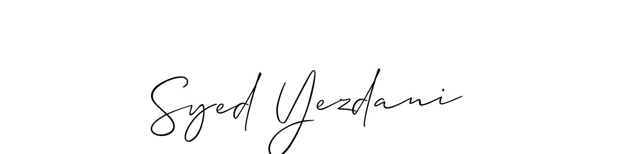 Similarly Allison_Script is the best handwritten signature design. Signature creator online .You can use it as an online autograph creator for name Syed Yezdani. Syed Yezdani signature style 2 images and pictures png