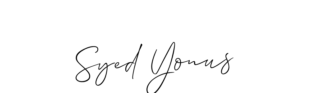 Create a beautiful signature design for name Syed Yonus. With this signature (Allison_Script) fonts, you can make a handwritten signature for free. Syed Yonus signature style 2 images and pictures png