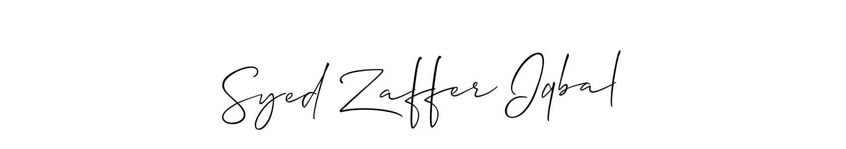 Use a signature maker to create a handwritten signature online. With this signature software, you can design (Allison_Script) your own signature for name Syed Zaffer Iqbal. Syed Zaffer Iqbal signature style 2 images and pictures png