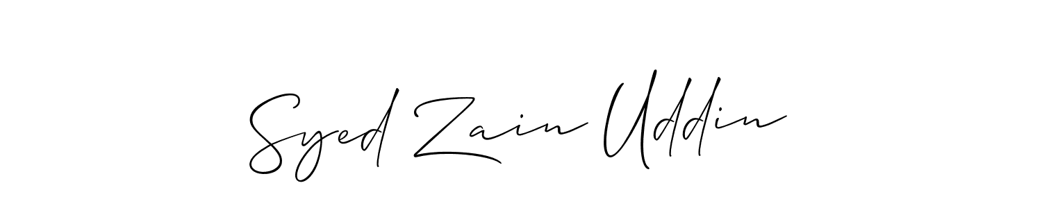 Use a signature maker to create a handwritten signature online. With this signature software, you can design (Allison_Script) your own signature for name Syed Zain Uddin. Syed Zain Uddin signature style 2 images and pictures png