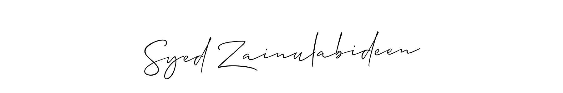 How to make Syed Zainulabideen name signature. Use Allison_Script style for creating short signs online. This is the latest handwritten sign. Syed Zainulabideen signature style 2 images and pictures png