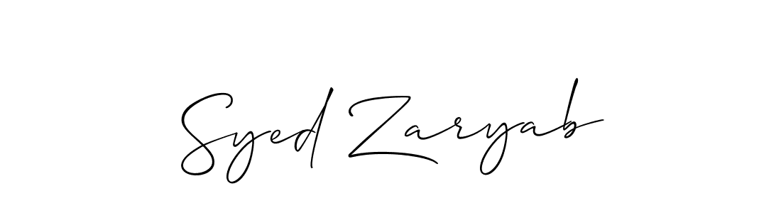 Make a beautiful signature design for name Syed Zaryab. With this signature (Allison_Script) style, you can create a handwritten signature for free. Syed Zaryab signature style 2 images and pictures png