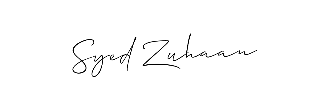 How to make Syed Zuhaan name signature. Use Allison_Script style for creating short signs online. This is the latest handwritten sign. Syed Zuhaan signature style 2 images and pictures png
