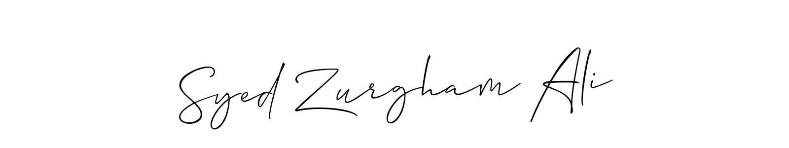 if you are searching for the best signature style for your name Syed Zurgham Ali. so please give up your signature search. here we have designed multiple signature styles  using Allison_Script. Syed Zurgham Ali signature style 2 images and pictures png