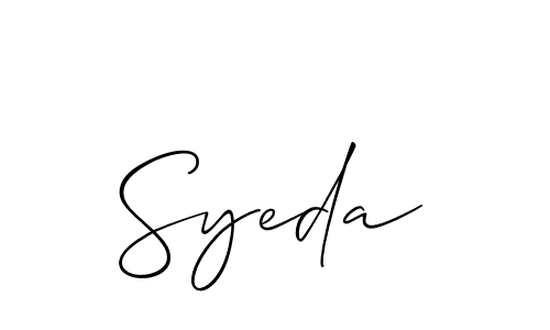 Make a beautiful signature design for name Syeda. With this signature (Allison_Script) style, you can create a handwritten signature for free. Syeda signature style 2 images and pictures png
