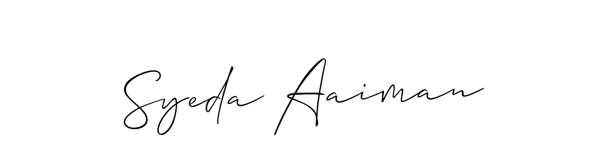 Design your own signature with our free online signature maker. With this signature software, you can create a handwritten (Allison_Script) signature for name Syeda Aaiman. Syeda Aaiman signature style 2 images and pictures png