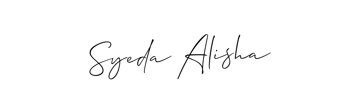 It looks lik you need a new signature style for name Syeda Alisha. Design unique handwritten (Allison_Script) signature with our free signature maker in just a few clicks. Syeda Alisha signature style 2 images and pictures png