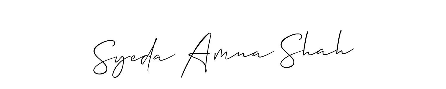 Similarly Allison_Script is the best handwritten signature design. Signature creator online .You can use it as an online autograph creator for name Syeda Amna Shah. Syeda Amna Shah signature style 2 images and pictures png