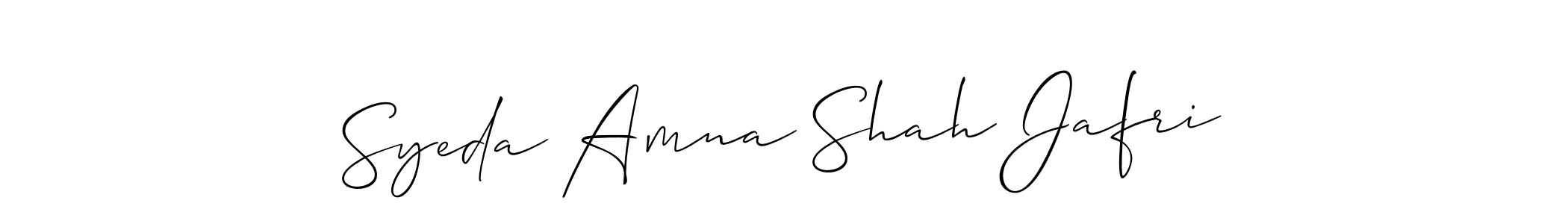 Allison_Script is a professional signature style that is perfect for those who want to add a touch of class to their signature. It is also a great choice for those who want to make their signature more unique. Get Syeda Amna Shah Jafri name to fancy signature for free. Syeda Amna Shah Jafri signature style 2 images and pictures png