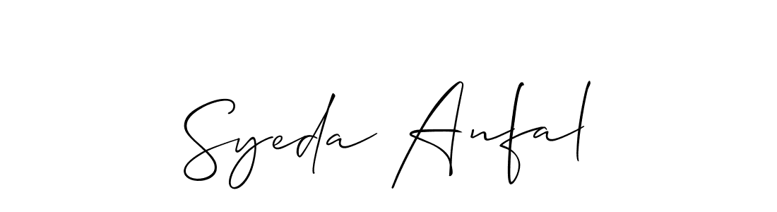 How to make Syeda Anfal name signature. Use Allison_Script style for creating short signs online. This is the latest handwritten sign. Syeda Anfal signature style 2 images and pictures png