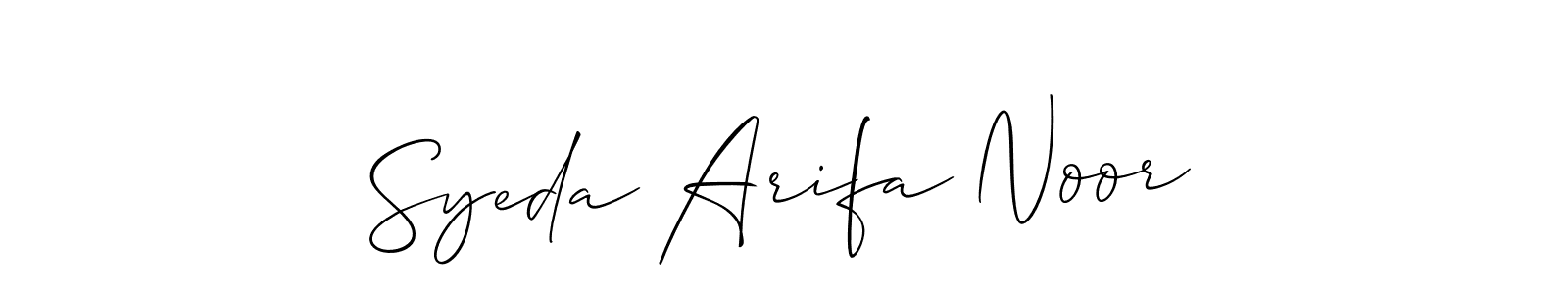 How to make Syeda Arifa Noor name signature. Use Allison_Script style for creating short signs online. This is the latest handwritten sign. Syeda Arifa Noor signature style 2 images and pictures png
