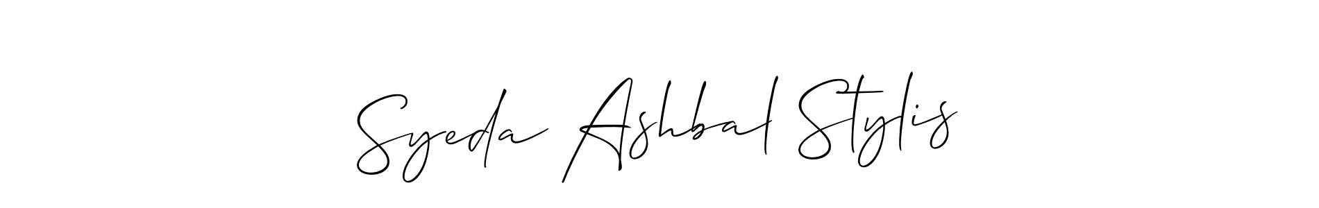 The best way (Allison_Script) to make a short signature is to pick only two or three words in your name. The name Syeda Ashbal Stylis include a total of six letters. For converting this name. Syeda Ashbal Stylis signature style 2 images and pictures png