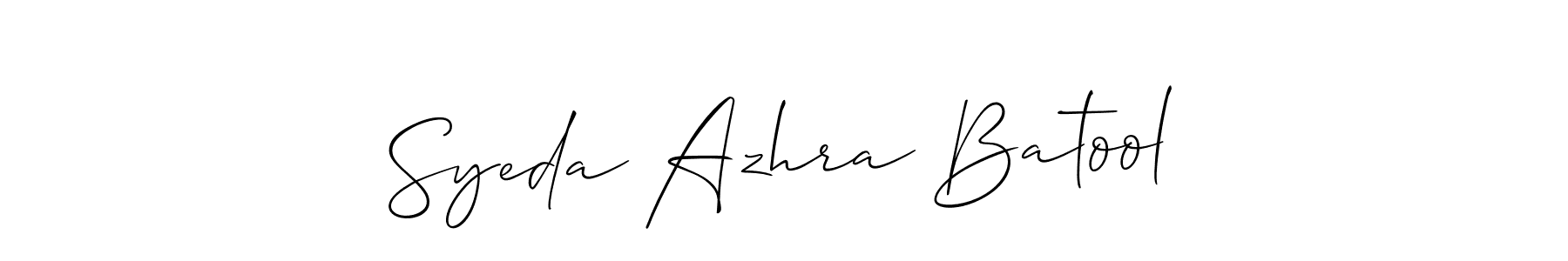 How to make Syeda Azhra Batool signature? Allison_Script is a professional autograph style. Create handwritten signature for Syeda Azhra Batool name. Syeda Azhra Batool signature style 2 images and pictures png