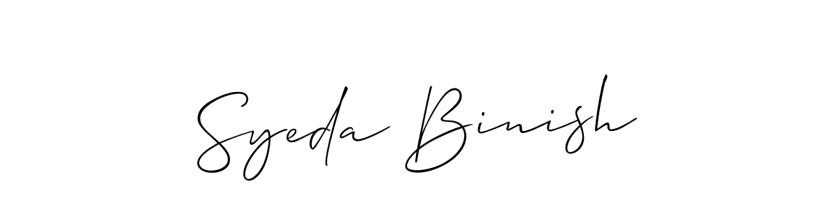 Use a signature maker to create a handwritten signature online. With this signature software, you can design (Allison_Script) your own signature for name Syeda Binish. Syeda Binish signature style 2 images and pictures png