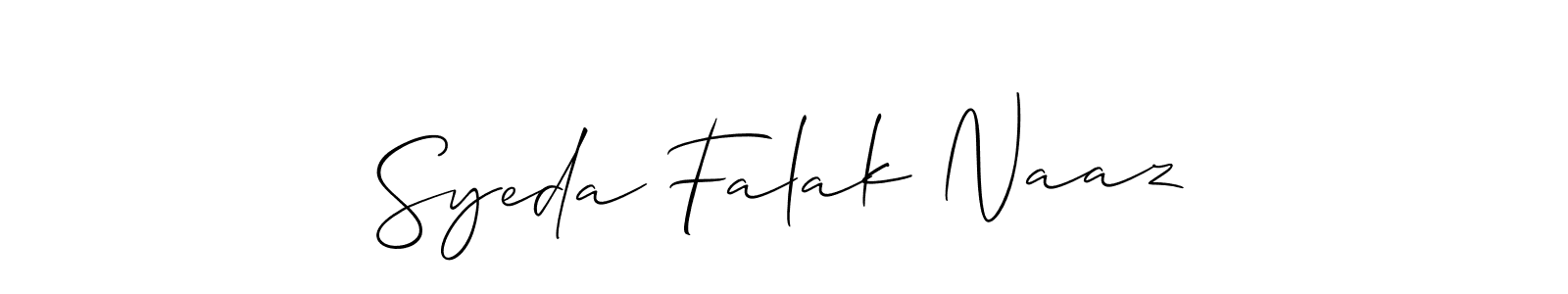 if you are searching for the best signature style for your name Syeda Falak Naaz. so please give up your signature search. here we have designed multiple signature styles  using Allison_Script. Syeda Falak Naaz signature style 2 images and pictures png