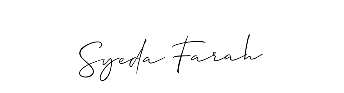How to make Syeda Farah signature? Allison_Script is a professional autograph style. Create handwritten signature for Syeda Farah name. Syeda Farah signature style 2 images and pictures png