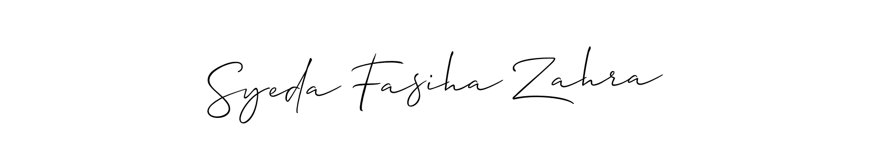 Design your own signature with our free online signature maker. With this signature software, you can create a handwritten (Allison_Script) signature for name Syeda Fasiha Zahra. Syeda Fasiha Zahra signature style 2 images and pictures png