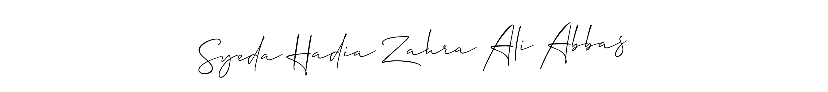 You should practise on your own different ways (Allison_Script) to write your name (Syeda Hadia Zahra Ali Abbas) in signature. don't let someone else do it for you. Syeda Hadia Zahra Ali Abbas signature style 2 images and pictures png