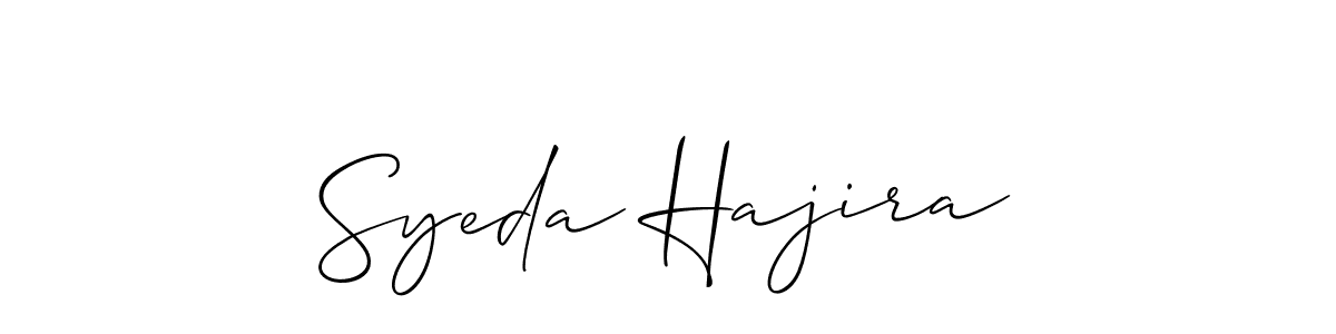 Make a beautiful signature design for name Syeda Hajira. With this signature (Allison_Script) style, you can create a handwritten signature for free. Syeda Hajira signature style 2 images and pictures png