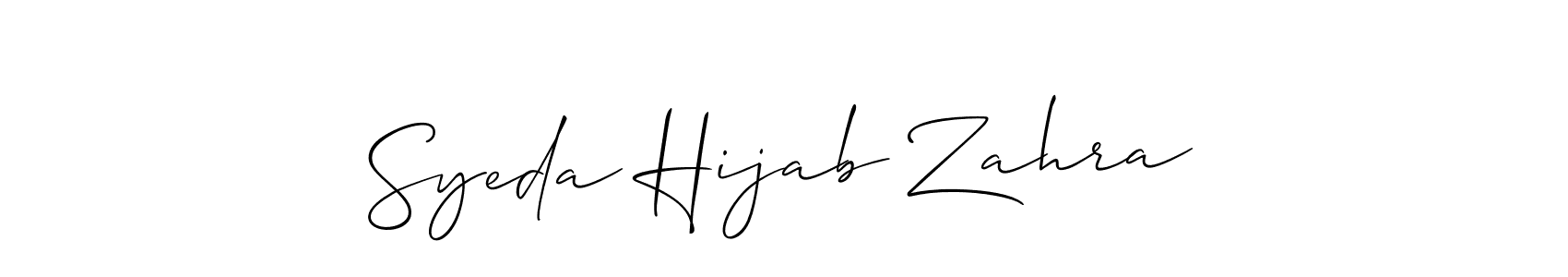 Syeda Hijab Zahra stylish signature style. Best Handwritten Sign (Allison_Script) for my name. Handwritten Signature Collection Ideas for my name Syeda Hijab Zahra. Syeda Hijab Zahra signature style 2 images and pictures png