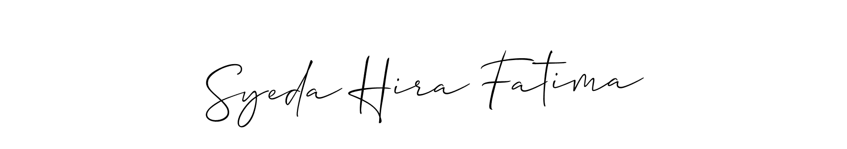 How to make Syeda Hira Fatima name signature. Use Allison_Script style for creating short signs online. This is the latest handwritten sign. Syeda Hira Fatima signature style 2 images and pictures png