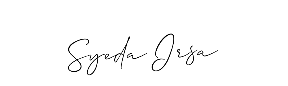 Make a beautiful signature design for name Syeda Irsa. With this signature (Allison_Script) style, you can create a handwritten signature for free. Syeda Irsa signature style 2 images and pictures png