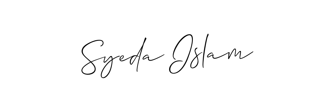 Design your own signature with our free online signature maker. With this signature software, you can create a handwritten (Allison_Script) signature for name Syeda Islam. Syeda Islam signature style 2 images and pictures png