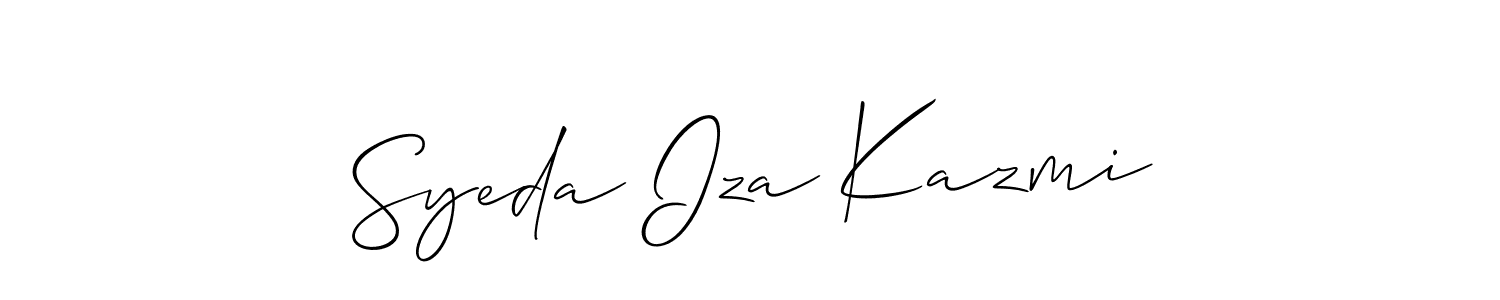 Similarly Allison_Script is the best handwritten signature design. Signature creator online .You can use it as an online autograph creator for name Syeda Iza Kazmi. Syeda Iza Kazmi signature style 2 images and pictures png