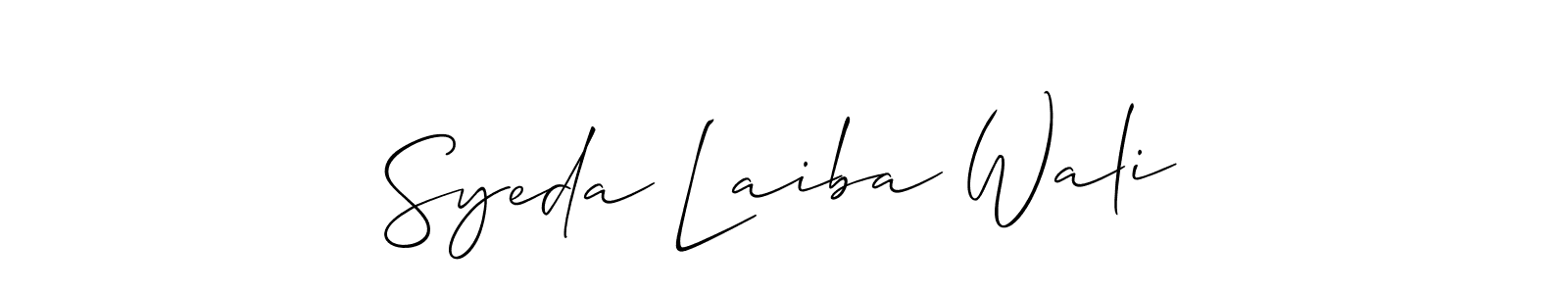 Make a beautiful signature design for name Syeda Laiba Wali. With this signature (Allison_Script) style, you can create a handwritten signature for free. Syeda Laiba Wali signature style 2 images and pictures png