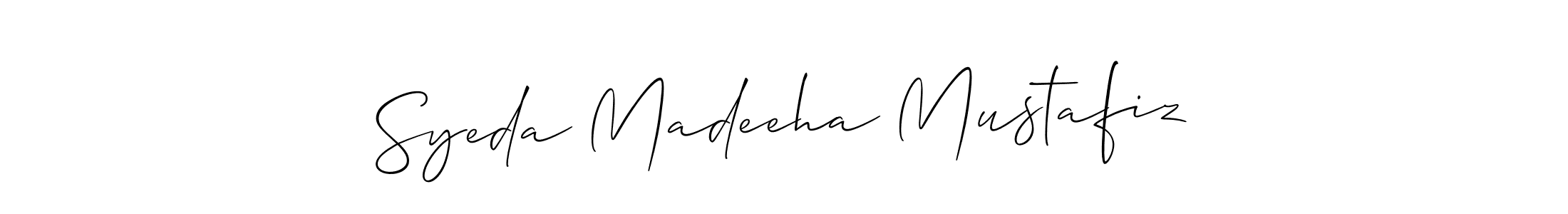 This is the best signature style for the Syeda Madeeha Mustafiz name. Also you like these signature font (Allison_Script). Mix name signature. Syeda Madeeha Mustafiz signature style 2 images and pictures png