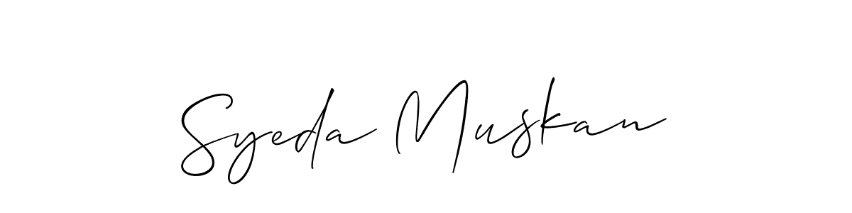 Also You can easily find your signature by using the search form. We will create Syeda Muskan name handwritten signature images for you free of cost using Allison_Script sign style. Syeda Muskan signature style 2 images and pictures png