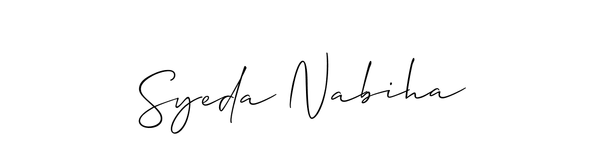 Design your own signature with our free online signature maker. With this signature software, you can create a handwritten (Allison_Script) signature for name Syeda Nabiha. Syeda Nabiha signature style 2 images and pictures png