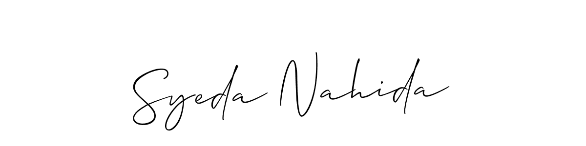 You should practise on your own different ways (Allison_Script) to write your name (Syeda Nahida) in signature. don't let someone else do it for you. Syeda Nahida signature style 2 images and pictures png